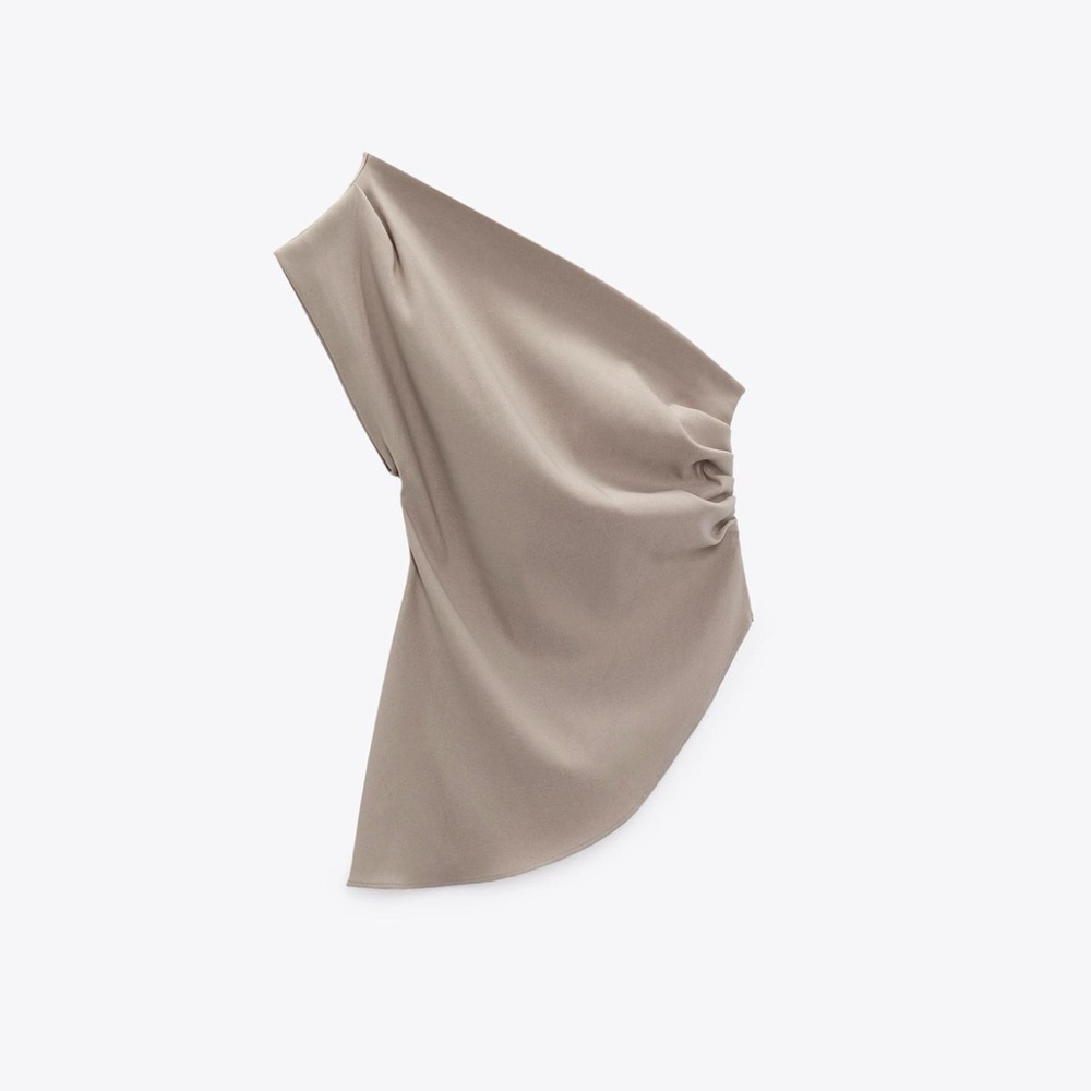 Zara Ruched Asymmetric Top - Stone